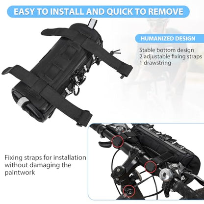 GMAK 2 in 1 Bike Handlebar Bag, Bike/Bicycle Front Bags with Reflective Area & Shoulder Straps, Small Bicycle Handle Bar Bag Cycling Pouch Pack Bike Accessories for Road Mountain Bike Cycling Travel