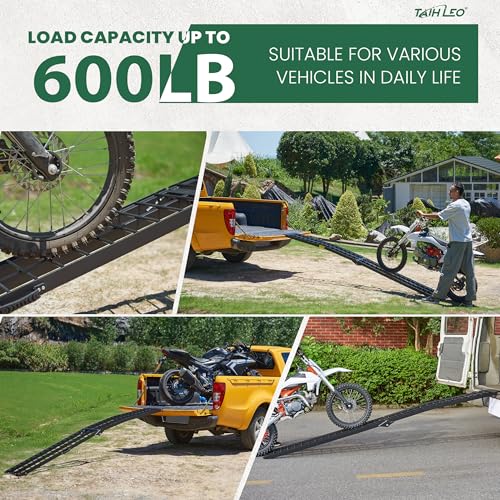 10ft Motorcycle Ramp - 600lb Capacity - Portable Loading Ramp for Motorcycles, Dirt Bikes, Bicycles - 120"x11.6" Black Ramp - size: W:11.6"