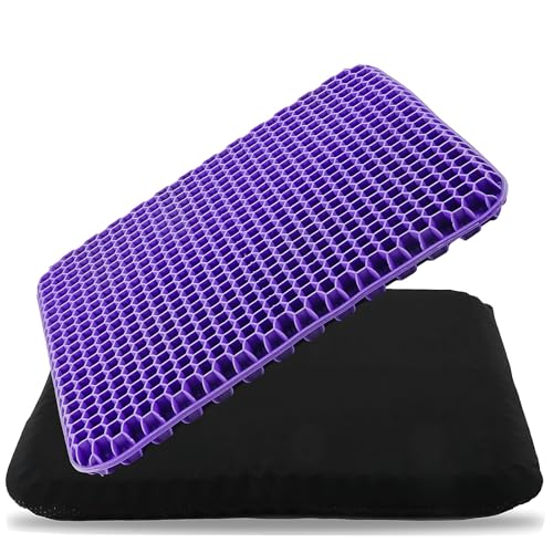 Gel Seat Cushion, Cooling Honeycomb Cushion for Long Sitting, Tailbone & Coccyx Pain Relief, Ergonomic Office Chair Pad, Breathable for Car Seat & Wheelchair(Light Purple) - color: Light Purple