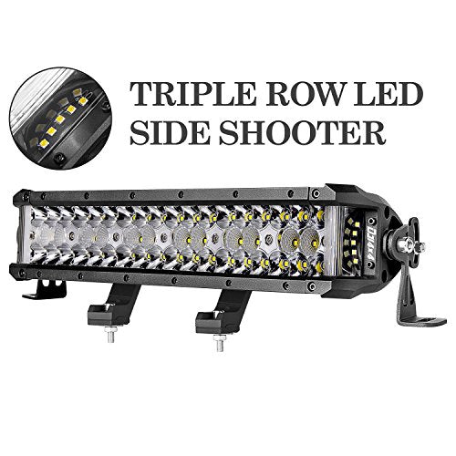 13.5 Inch LED Light Bar, 174W Side Shooter Triple Row LED Pods Off Road Bumper Bar Spot Flood Combo Driving Fog Lights for Trucks ATV UTV SUV Pickup Boat Tractor - size: 13.5 Inch