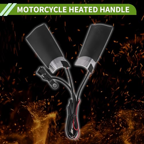 Heated Motorcycle Hand Grips Cover 12V Handlebar Cover 3 Adjustable Temperature Metal Heating Film Black 1set