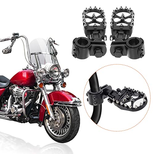 Motorcycle Foot Peg Pedals，Highway Footrest, 1.25 inch Crash Bars Footpegs Fit for Harley Touring Honda Kawasaki Suzuki Yamaha (Short Size) - size: Short Black