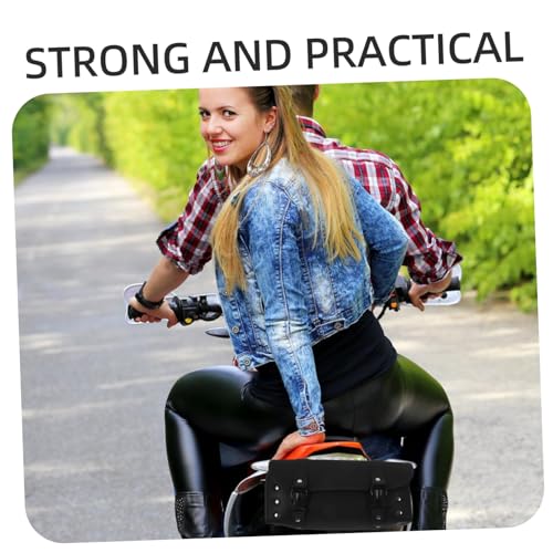 Abaodam PU Leather Motorcycle Fork Bag Saddlebag Organizer Weather-resistant Tool Storage for Motorcycles and Electric Bikes Practical Black Side Roll Bag