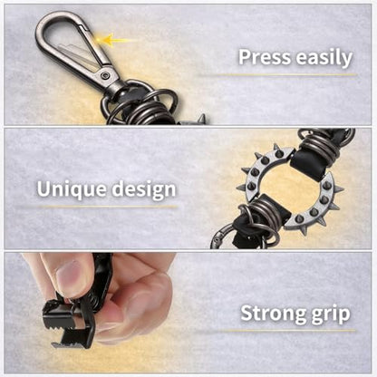 Heavy Duty Glove & Hat Clip with Carabiner, All-Metal Spring Clamp Work Glove Holder for Tool Belt, Harness, Backpack - style: Spike