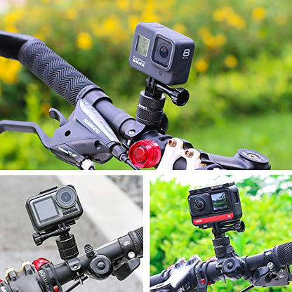 Bike Mount for Action Cameras, Aluminum Handlebar Mount Compatible with GoPro Hero 13/12/11/10/9/8/7/6/5 Black, GoPro Max, DJI Osmo Action 5/4/3/2, Crosstour and More
