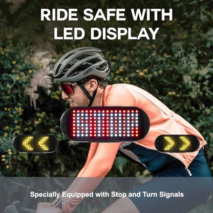 Bike Helmet Light - Smart Helmet Accessories for Motorcycle, Scooter, Ebike, Snowmobile - Safety Warning LED Screen with Remote Control, Panel with Turn Signal for Commuting & Night Riding Use