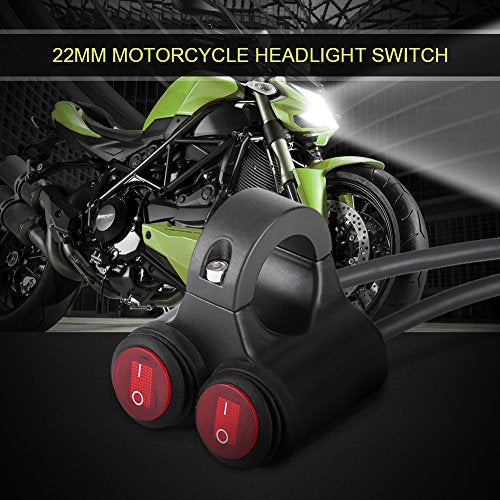 Keenso Universal 22mm Motorcycle Handlebar Headlight Switch- Handlebar Brake Fog Lights Horn Dual Control Button Switch (C) - color: C