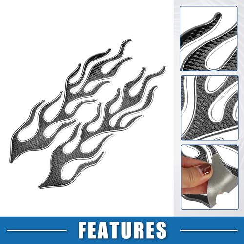 Universal 3D Motorcycle Gas Tank Decal 10.12''x4.80'' Gas Tank Protector Sticker Fuel Oil Gas Tank Pad Protector Sticker PVC Rubber Black Silver Tone - color: Silver Tone