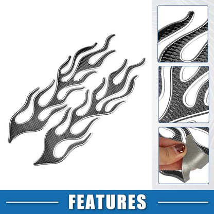 Universal 3D Motorcycle Gas Tank Decal 10.12''x4.80'' Gas Tank Protector Sticker Fuel Oil Gas Tank Pad Protector Sticker PVC Rubber Black Silver Tone - color: Silver Tone