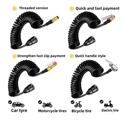 Polyurethane Recoil Air Hose, Car Air Pump Extend Hose, Air Compressor Hose, 16.4ft PS20 Female Plug Inflator Extension Tube for American Tire Nozzle Car Motorcycle - size: 16.4 ft
