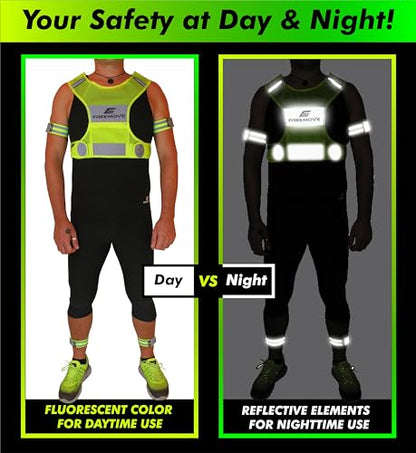 FREEMOVE Reflective Vest - Running Gear + 2 Bands & Bag/Ultralight & Comfy Safety Vests for Running, Walking, Cycling - size: XX-Large