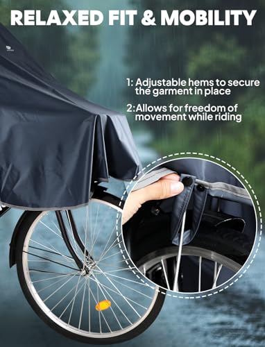 ANYOO Waterproof Rain Poncho Bike Bicycle Rain Capes Lightweight Compact Reusable for Adults - color: Grey