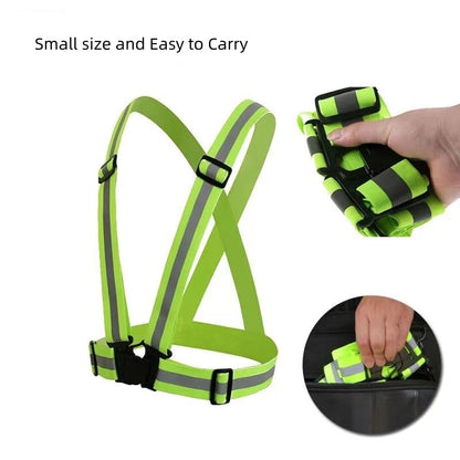 Running Reflective Vest Elastic Adjustable Reflective Vest 2 Pieces with 4 High-Visibility Reflective Belts for Nighttime Running Biking Motorcycle Dog Walking fits Men Women Kids - color: Pink-Green
