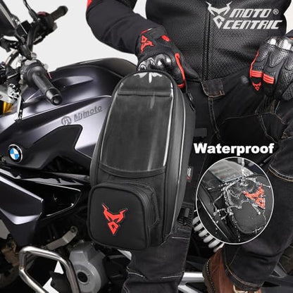 MOTOCENTRIC Magnetic Motorcycle Tank Bag, 1200D Splash-Resistant Fuel Tank Bag with Touchscreen Phone Pocket, Universal Bikers Shoulder & Handheld Storage Bag for Metal and Plastic Tanks (Red) - color: Red