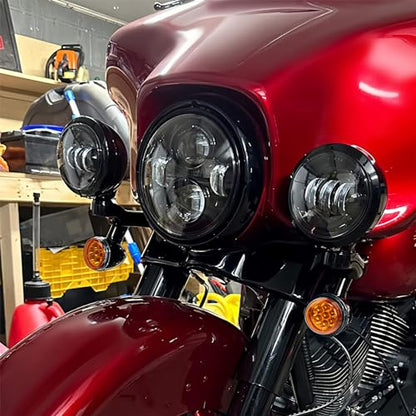 XFMT Motorcycle 4.5" Auxiliary Spot Fog Light LED Turn Signal Light W/Bracket For Harley Touring Road King 1994-Later Electra Glide 1997-Later Street Glide FLHX 2006-Later, Black - color: Black