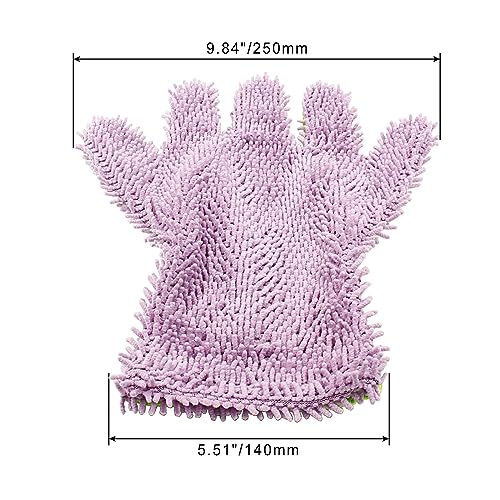 BokWin 2-Pack Car Wash Mitt Scratch Free, 5-Finger Microfiber Wash Mitts, Car Interior Exterior Cleaning Gloves, Auto Chenille Washing Sponge Kits for Cleaning Wheel Tight Spot(Purple) - color: Purple