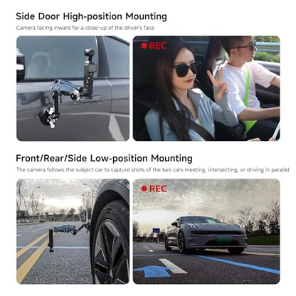 Movmax Blade Arm for DJI Pocket 3, Insta 360, and GoPro Hero 12 Cameras with N2 Arm Technology and Universal Locking Screw - style: Car Suction Cup Kits