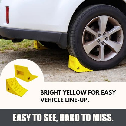 SECURITYMAN Heavy Duty Wheel Chocks (2 Pack) - Durable, Non-Slip, Solid Rubber Wheel Chocks for Boat Trailers, RV, Truck, Camper - Grip on All Surfaces - Trailer Wheel Chocks - Yellow - color: Yellow, size: 2 Pack
