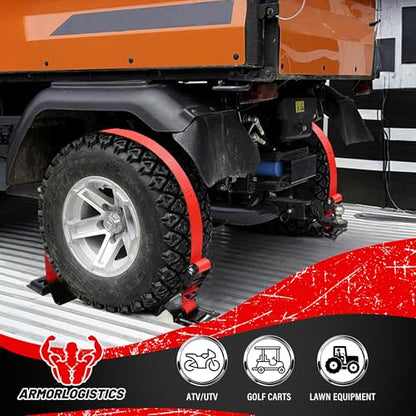 Wheel Chock Tie Down Kit, 4 Pack Heavy Duty Trailer Tire Straps Kit for ATV, UTV, Lawn Mower, 4,400lb Max Break Strength - color: Red, size: 4 Pack