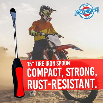 BAJA NO PINCH 15 inch Steel Tire Spoon | Lever Iron Tool Kit | Professional Tire Changing Tool for Enduro Motocross | Motorcycle | Dirt Bike | Easy-to-Use Tire Repair Tool | Dirt Bike Tire Spoons - size: 15 Inch Tire Spoon