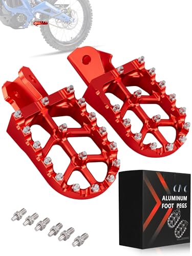 JFG RACING Dirt Bike Foot Pegs,MX Foot Pedals Rests CNC for CRF150F CRF230F 2003-2019/Sur Ron/Surron/X160/X260/KDX200 1983-1994 - Red - color: red