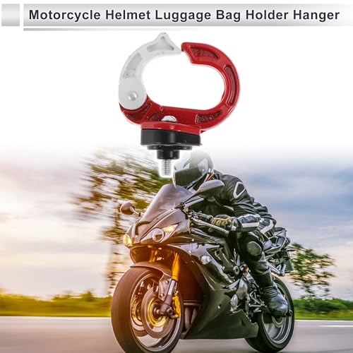Universal Motorcycle Hanging Hook Round Shape Motorcycle Helmet Luggage Bag Holder Hanger for Scooters Bicycles Red White 1 Pc 75mm - color: Red