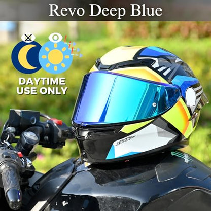 Compatible With K6S Visor K6 Face Shield Replacement Tinted Visor Helmet Accessories (Revo Deep Blue) - color: Revo Deep Blue