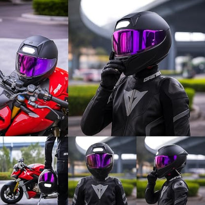 Shoei RF1400 X15 Helmet Visor Replacement Shield, Anti-Fog Sun Shield Accessory Compatible with RF-1400, X15, CWR-2, Z8, X-SPR PRO(Bright Purple) - color: Bright Purple
