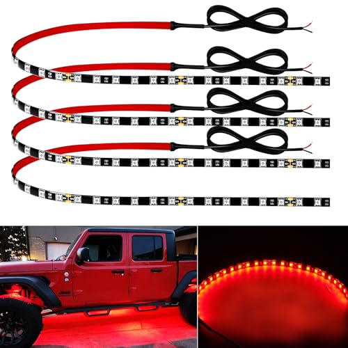 12V Led Light Strip 18" Connectable Red LEDs Strip Lights for Car Motorcycle Golf Cart Automotive Trucks Boat Marine Waterproof Led Light Strip, 4Pack - color: Red Led Strip Connectable, size: 18Inch/45CM