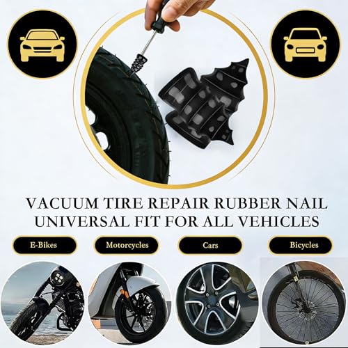 61 PCS Tire Plugs Kit Tire Repair Kit with Plugs Screw in Tire Plugs with Screwdriver Self-Service Tire Repair Rubber Nail Kit for Car Motorcycle Truck Tractor Bicycle - Tire Puncture Repair Plug Kit - size: 61 Pcs