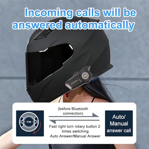 Motorcycle Helmet Bluetooth Headset - Skiing Earphone Waterproof Helmet Headset with Noise Cancellation Ultra-Thin Wireless Headphones Works with All Helmets
