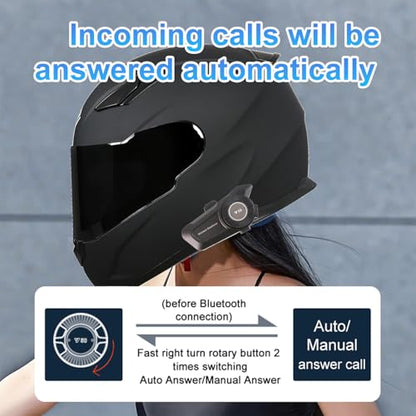 Motorcycle Helmet Bluetooth Headset - Skiing Earphone Waterproof Helmet Headset with Noise Cancellation Ultra-Thin Wireless Headphones Works with All Helmets