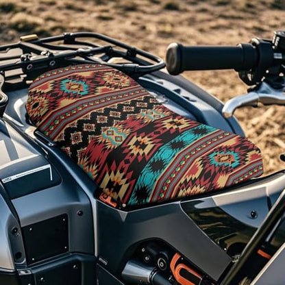 SEANATIVE Brown Aztec ATV Seat Cover Waterproof Non-Slip Universal Four Wheeler Seat Cover Motorcycle Passenger Seat Cushion Breathable Padded Protector - color: Brown Aztec