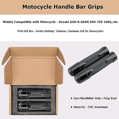 2pcs Motocycle Handlebar Grip Ends Set, Fit with S.uzuki GSXR GSX-R GSXS 600 750 1000 (22mm 7/8" - Black) - color: Handlebar - Black