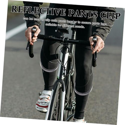 Mipcase 2pcs Cycling Pants Clips Reflective Bands for Cyclists Running Gear Belt Lightweight Comfortable Ankle Wrap Clip
