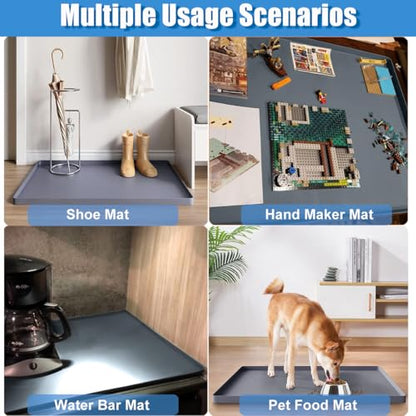 Under Car Oil Spill Mat Oil Drip Pan, Garage Floor Mat Drip Tray, Soft Silicone Pad With Raised Edge, Liquid Drain Pan Catcher Automotive Tray, Driveway Pad For Liquid Leaks Non-Slip No Splatter 34-22
