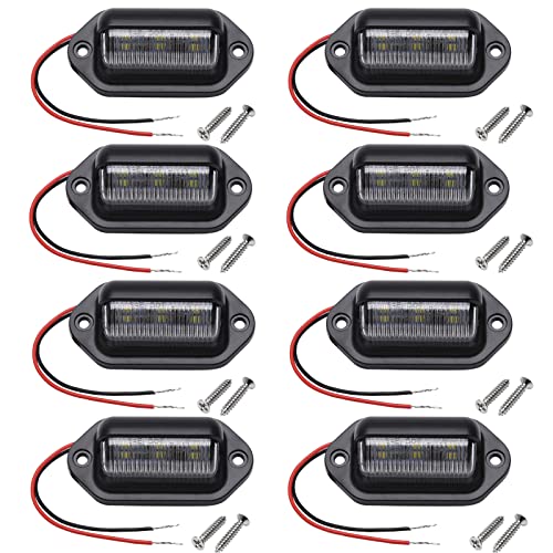 8PCS Xenon White LED License Plate Light, 12V-24V DC Waterproof 6-SMD License Plate Lamp Taillight, For Truck SUV Trailer Van RV Boats as Step Courtesy Light, Dome/Cargo Lights or Under Hood Light - color: White, size: 8pcs LED license plate light