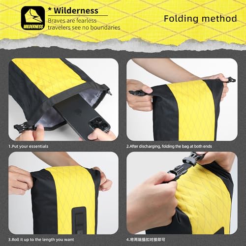 Rhinowalk Bike Fork Bag 6.5L Waterproof Bicycle Storage Bag with Roll-Top Closure, Versatile Mounting for Front Forks with or without Mounting Holes Cycling Gear for Road, Gravel, MTB (Black)