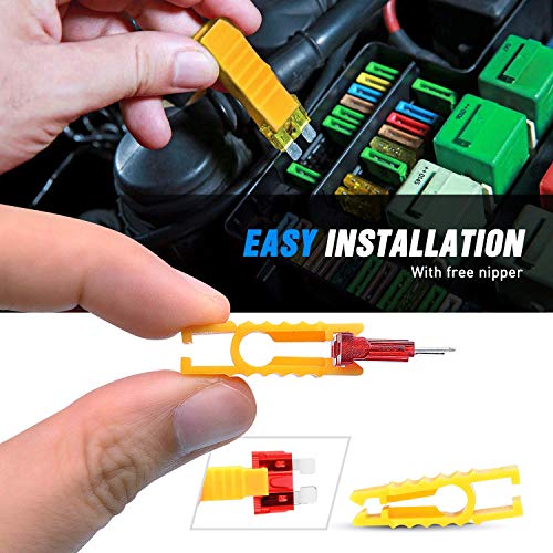 Nilight - 50029R 120 Pcs Standard Blade Fuse 5A/7.5A/10A/15A/20A/25A/30A AMP Assorted Set with 10 Pack 14AWG ATC/ATO Inline Fuse Holder, 2 Years Warranty, 1 Count (Pack of 10) - color: 120Pcs ATC/ATO Fuse + 14AWG Holder 10