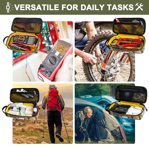 Rough Enough Small Tool Bag - 9" Padded Tool Pouch for Electricians, Motorcycle Repair, Camping - Compact Heavy Duty Water-Resistant EDC Organizer, Camo