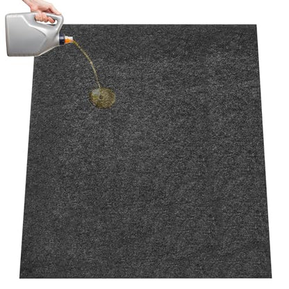 1 Pcs 29 x 36 Inch Garage Floor Mat Oil Spill Mat Oil Absorbent Pads Reusable, Washable, Waterproof Backing Contains Liquids, Protects Garage Floor or Driveway Surface, Black