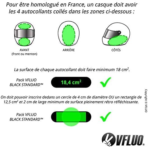 VFLUO - Kit of Reflective Stickers - SHARK SPARTAN™ Motorcycle Helmet - Approved Stripes FR - 3M™ Technology - High Visibility & Strength - Discreet & Design - Maximum Grip