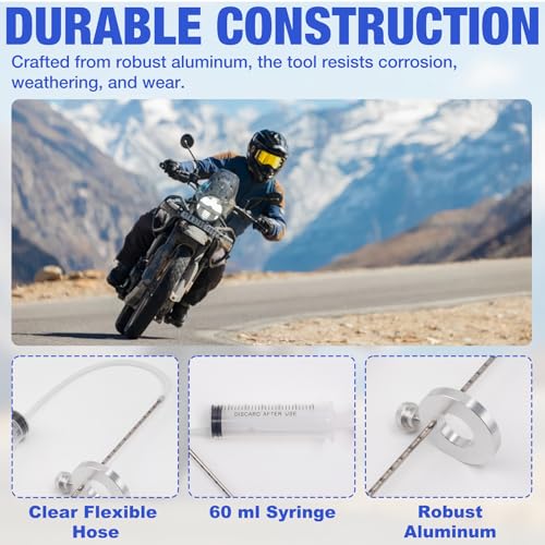 Motorcycle Fork Oil Level Tool Professional Suspension Oil Level Adjuster 60ml Syringe with Adjustable Ring & 300mm Scale Pipe for Motorcycle Maintenance