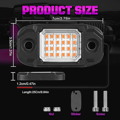4 Pods Purple Rock Lights 24 LEDs Chips Waterproof Neon Trail Rig Lamp Underglow Light for Car Truck Motorcycle SUV ATV UTV - color: Purple