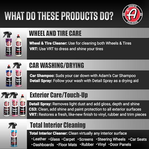 Adam's Essential Car Wash Kit (6-Item) - USA Made Auto Detailing Car Care Cleaning Kit for Car & Truck Lovers, Dads, Moms and DIYers - Our Products - style: Essential (6-item)