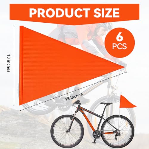 6 Pieces Orange Safety Flag 10x18 Inch,Bike Flags Replacement High Visibility Safety Flag Pennant Waterproof Orange Flag for Boat UTV ATV Car Bike Yacht Warning Banner