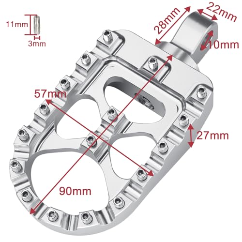 MDPROMCP CNC Motorcycle Wide Foot Pegs Aluminum 360° Roating Adjustable Suitable Compaitble with Dyna Fatboy Iron 883 Sportster 883(Silver) - color: Silver
