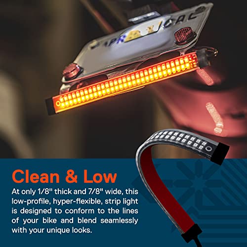 TRUE MODS 1pc 8" LED Motorcycle Turn Signal & Brake Taillight Strip [Waterproof] [Dual Row] [RED Tail & Brake] [AMBER Sequential Blinker] Self Adhesive Surface Mount Flexible Lamp for ATV Dirt Bike - size: 1pc 8", style: Tail Light w/ Amber Sequential