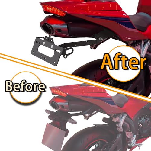 Fender Eliminator Bracket Tail Tidy Fit for CBR600RR 2013-2026 | Aluminum, Black Powder Coated, License Plate Bracket with LED Light, Tail Tidy Fit for OEM & Aftermarket Turn Signal