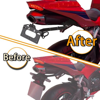 Fender Eliminator Bracket Tail Tidy Fit for CBR600RR 2013-2026 | Aluminum, Black Powder Coated, License Plate Bracket with LED Light, Tail Tidy Fit for OEM & Aftermarket Turn Signal